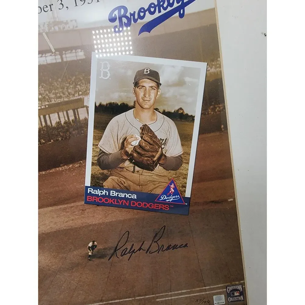 Ralph Branca Bobby Thomson Signed 1951 NL Championship Lithograph Picture COA